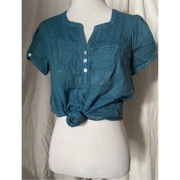 Charlotte Russe, Dusty Blue, Retro, Peasant Blouse - Picture 10 of 12